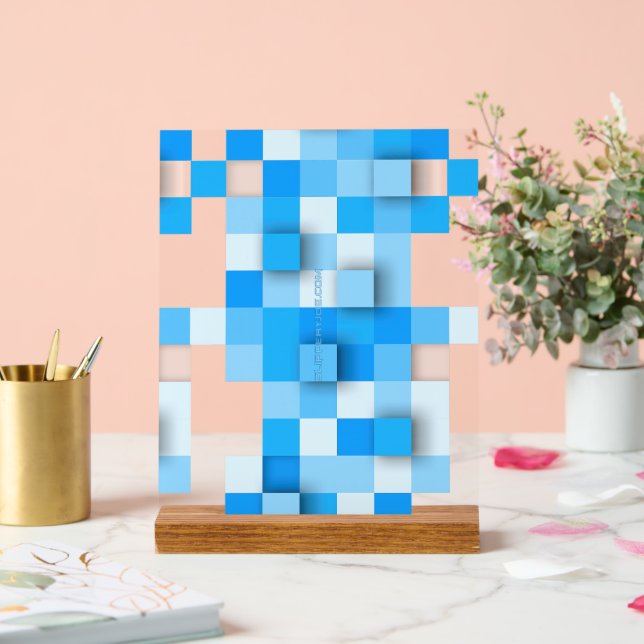 Señal Acrílica mosaico de cuadros de SlipperyJoe moderno de tres- (Boda)