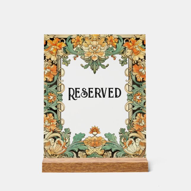 Señal Acrílica Motif Filigree intrincado, Rótulo de tabla central (Anverso)