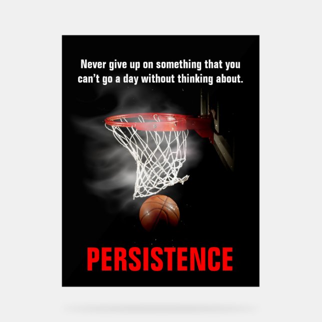 Señal Acrílica Motivación Inspiradora del baloncesto de persisten (Anverso)