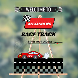 Señal Acrílica Motivo de carrera de autos rojos rápido pista de c