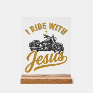 Señal Acrílica Motociclista Cristiano Yo conduzco con Jesús Camis