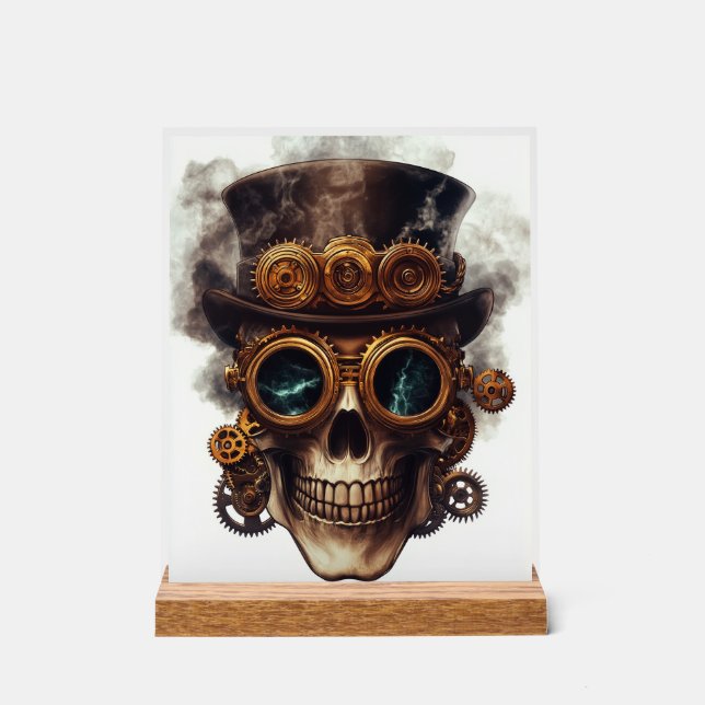 Señal Acrílica Motor de cráneo Steampunk (Anverso)