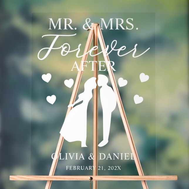 Señal Acrílica Mr. & Mrs. Forever After Personalized Wedding (Neutral )