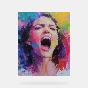 Señal Acrílica Mujer Gritando Colores Abstractos Acrílico Expresi