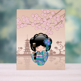 Señal Acrílica Muñeca Keiko Kokeshi - Chica de Kimono azul Geisha