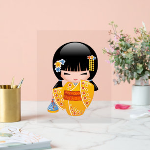 Señal Acrílica Muñeca kokeshi de verano - Chica Geisha de Kimono