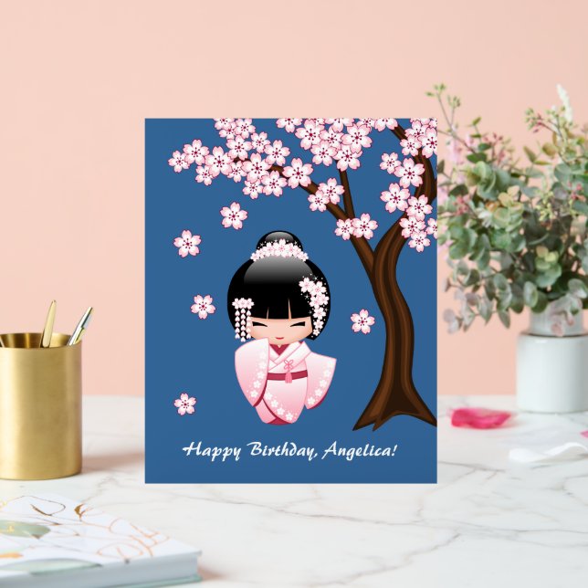 Señal Acrílica Muñeca Kokeshi kimono blanca - Chica Geisha lindo (Boda)