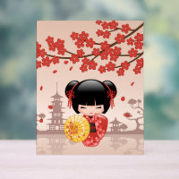 Muñeca roja Sakura Kokeshi - Geisha japonesa