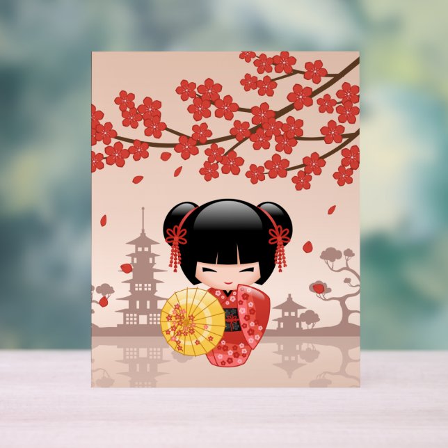 Señal Acrílica Muñeca roja Sakura Kokeshi - Geisha japonesa (Neutral )
