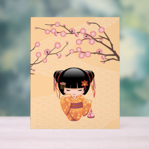 Señal Acrílica Muñeca Ume Kokeshi - Chica Geisha de la enseñanza