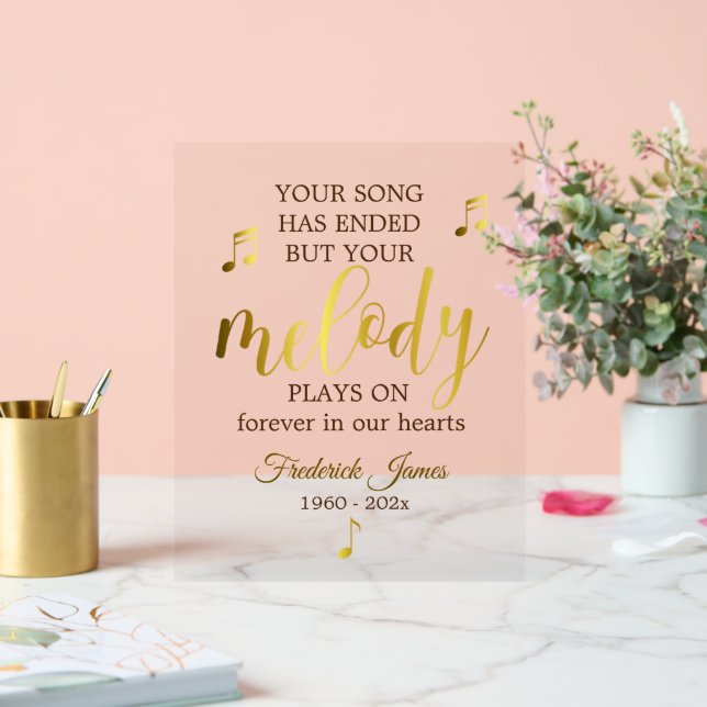 Señal Acrílica Music Lover Memorial Keepsake (Boda)