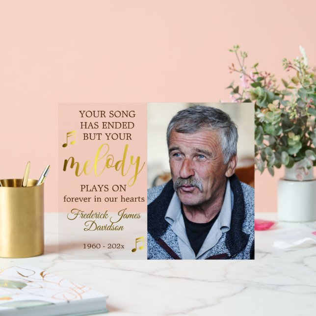 Señal Acrílica Music Lover Memorial Photo Keepsake (Boda)