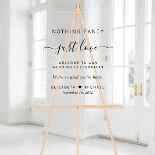 Señal Acrílica Nada Fancy Just Love Boda Welcome