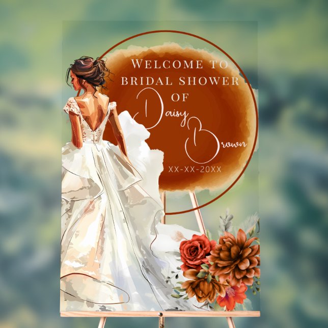 Señal Acrílica Naranja ruso Boho puesta de sol Ducha de novia (Neutral )