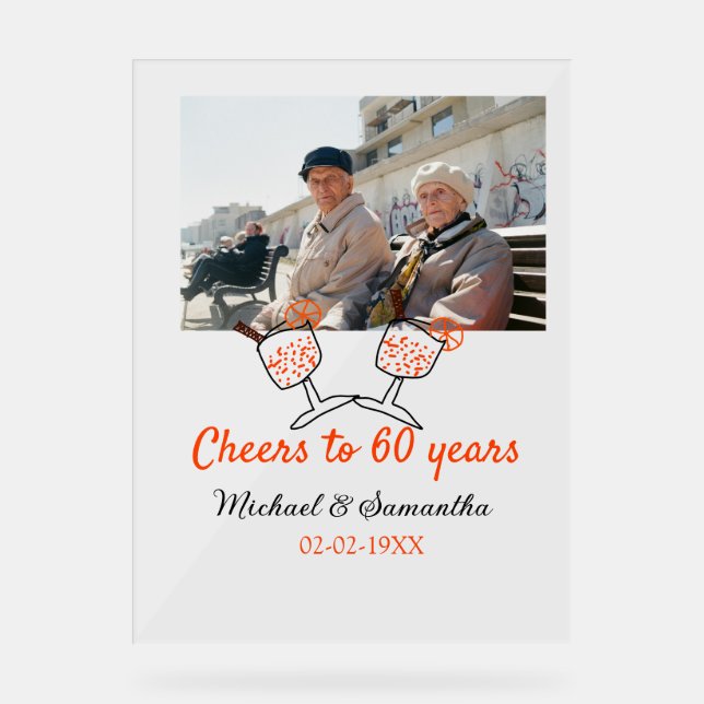 Señal Acrílica Naranjas vitorean a boda de 60 años (Anverso)