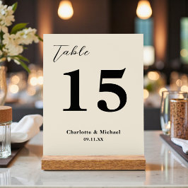 Señal Acrílica Natural White Minimalist Wedding Table Number