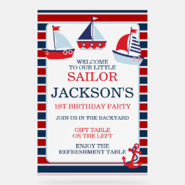 Señal Acrílica Nautical Sail Boats First Birthday Welcome Sign