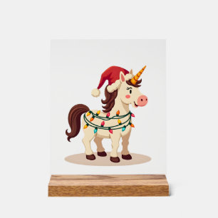 Señal Acrílica Navidad Vintage Unicornio Dabbing Santa Divertido
