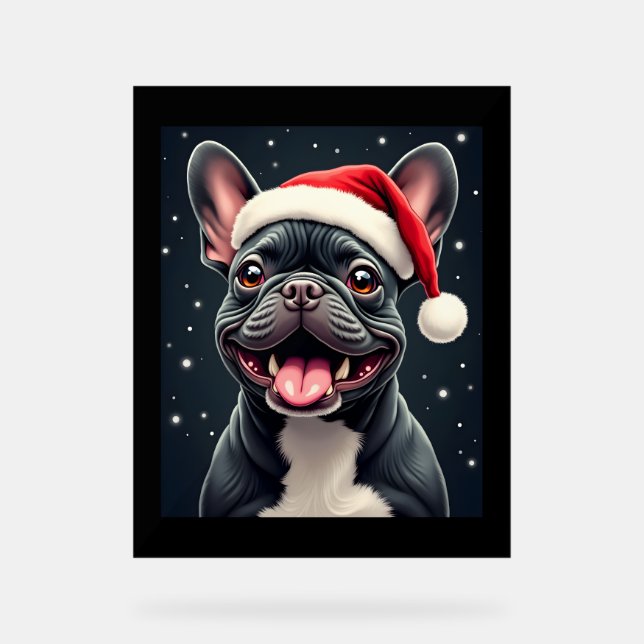 Señal Acrílica Navidades de Bulldog franceses lanzan camiseta (Anverso)