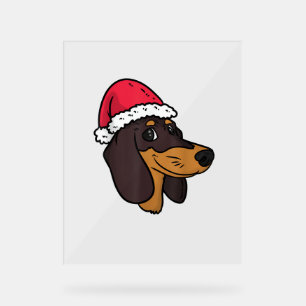 Señal Acrílica Navidades de Dachshund Weiner Dog Santa