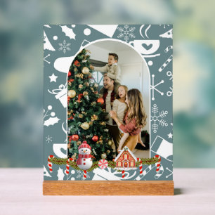 Señal Acrílica Navidades de estilo moderno guión foto familiar