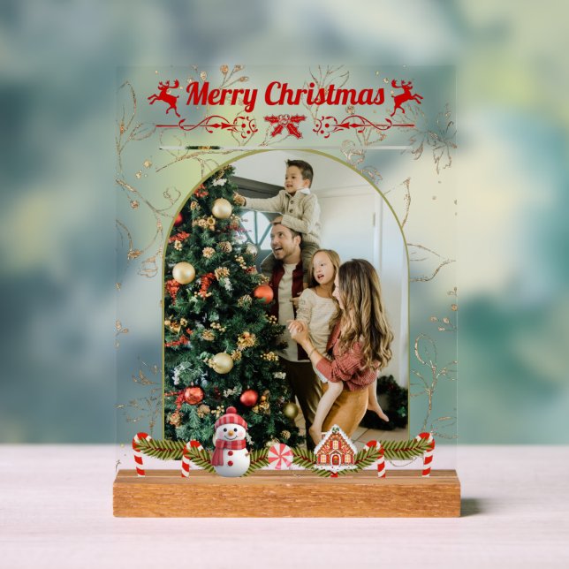 Señal Acrílica Navidades de estilo moderno guión foto familiar (Neutral )