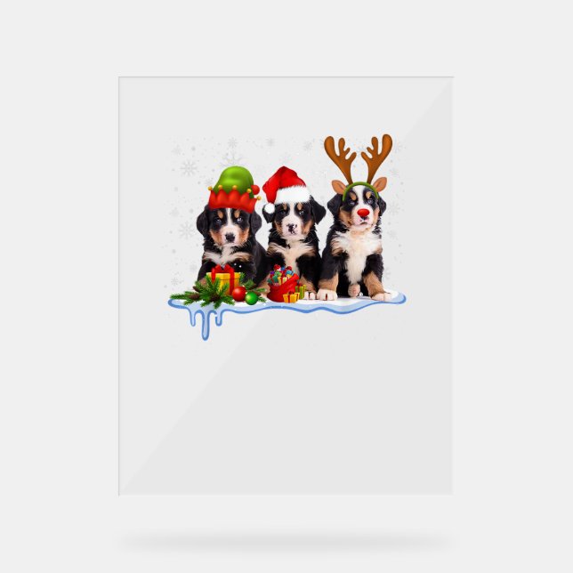 Señal Acrílica Navidades de Perro de Montaña de Bernese (Anverso)