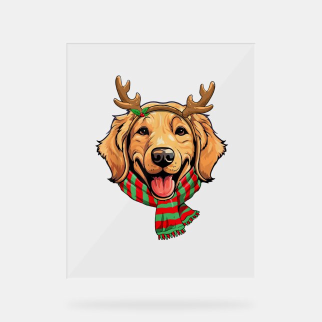 Señal Acrílica Navidades de perros de la colección Golden Retriev (Anverso)