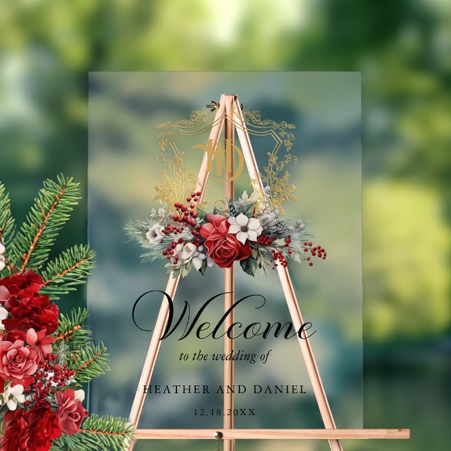 Señal Acrílica Navidades Escudo Floral Boda Monograma Bienvenida (Subido por el creador)