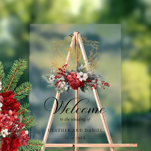 Señal Acrílica Navidades Escudo Floral Boda Monograma Bienvenida