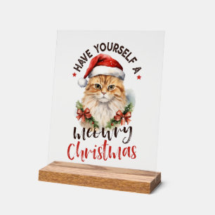 Señal Acrílica Navidades festivos amantes del gato arte de palabr