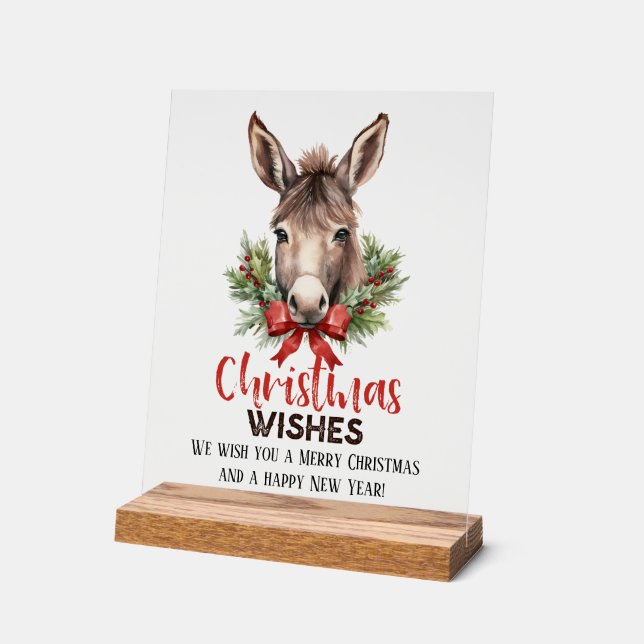 Señal Acrílica Navidades festivos desea que el país donkey añada  (Ángulo)