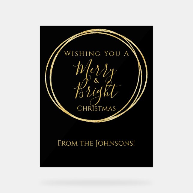 Señal Acrílica Navidades Fiesta de oro negro brillante y moro (Anverso)