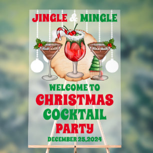 Señal Acrílica Navidades Jingle y Mingle Fiesta de cócteles Frost