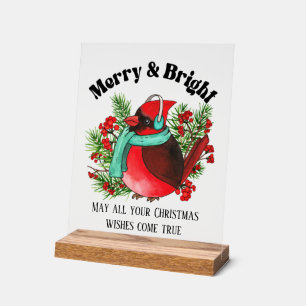 Señal Acrílica Navidades Merry bright Country bird agrega mensaje