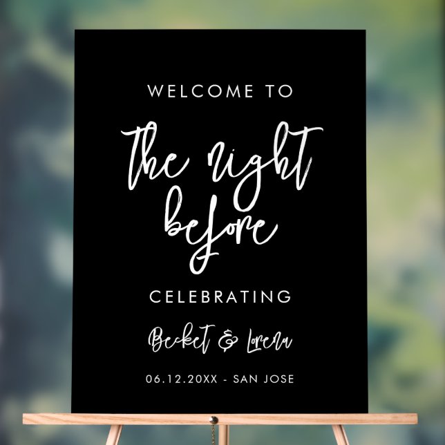 Señal Acrílica Negro contemporáneo La noche antes de la recepción (Neutral )