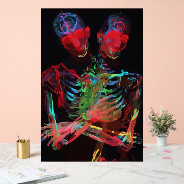Señal Acrílica Neon Skeleton Embrace Art Fusion (Boda)