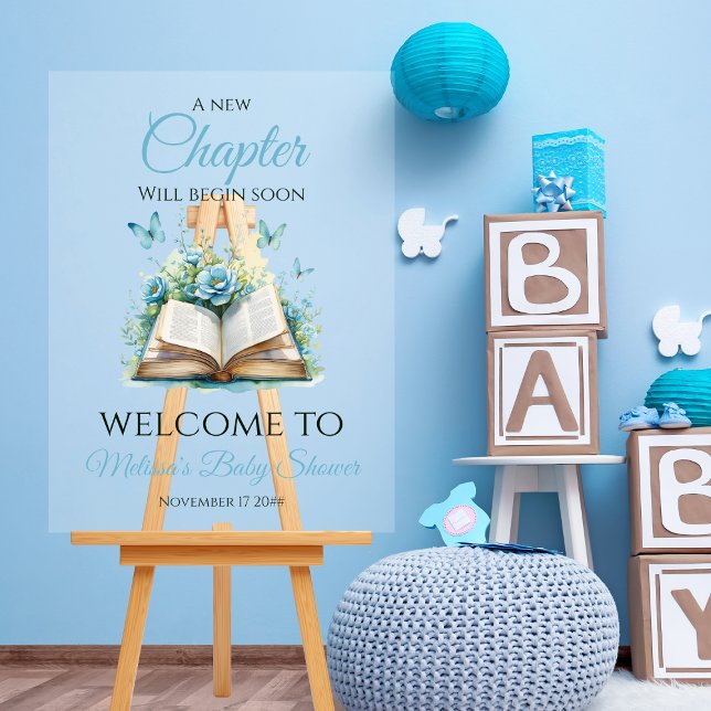 Señal Acrílica New Chapter Blue Brunch Book Baby Shower Welcome (Subido por el creador)