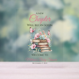 Señal Acrílica New Chapter Girl Storybook Baby Shower Welcome