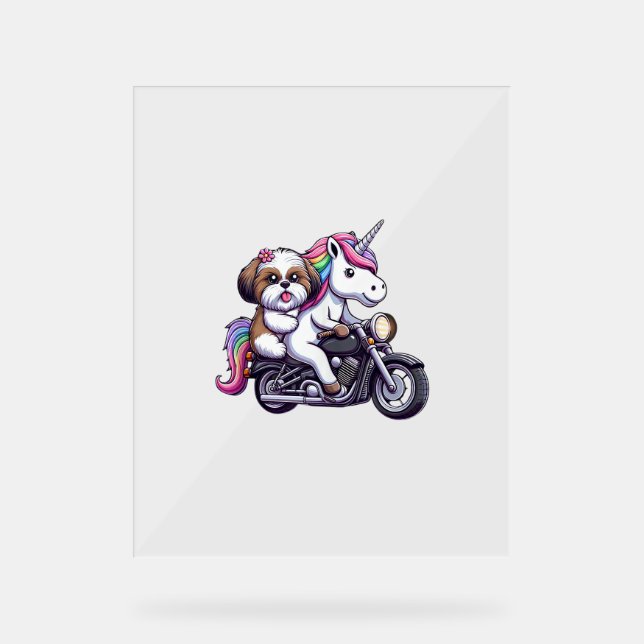 Señal Acrílica Niñas Unicornio En Motocicleta Chicas (Anverso)