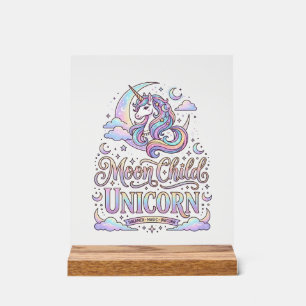 Señal Acrílica Niño de la Luna Unicornio Diseño Original Zazzle_