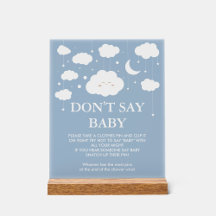 No digas juego de Baby Shower Baby Blue Cloud