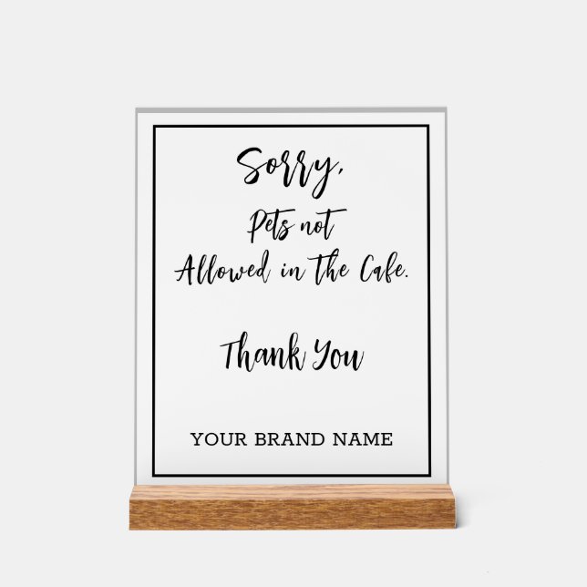 Señal Acrílica No se permite a los Mascotas el negocio de la cafe (Anverso)