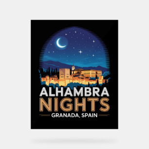 Señal Acrílica Noches de la Alhambra - Granada España Viaje Arte