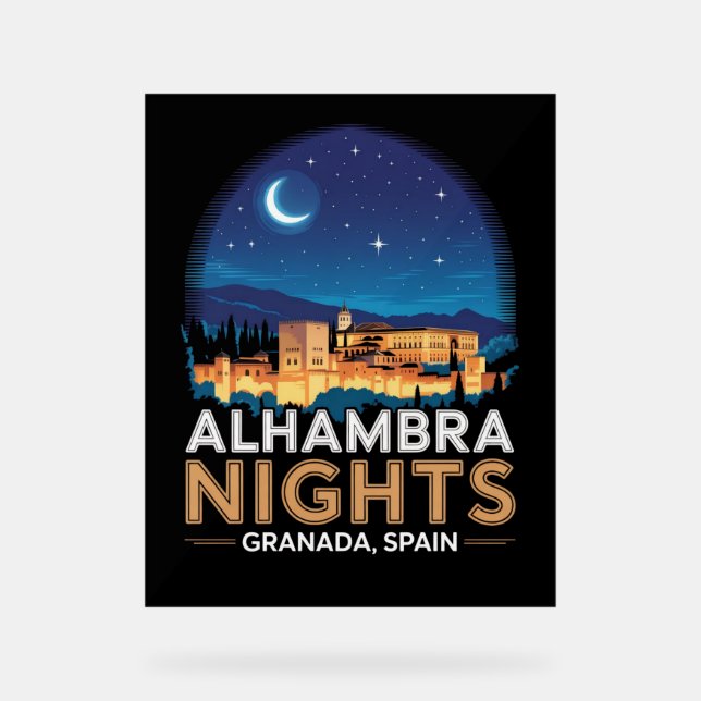Señal Acrílica Noches de la Alhambra - Granada España Viaje Arte (Anverso)