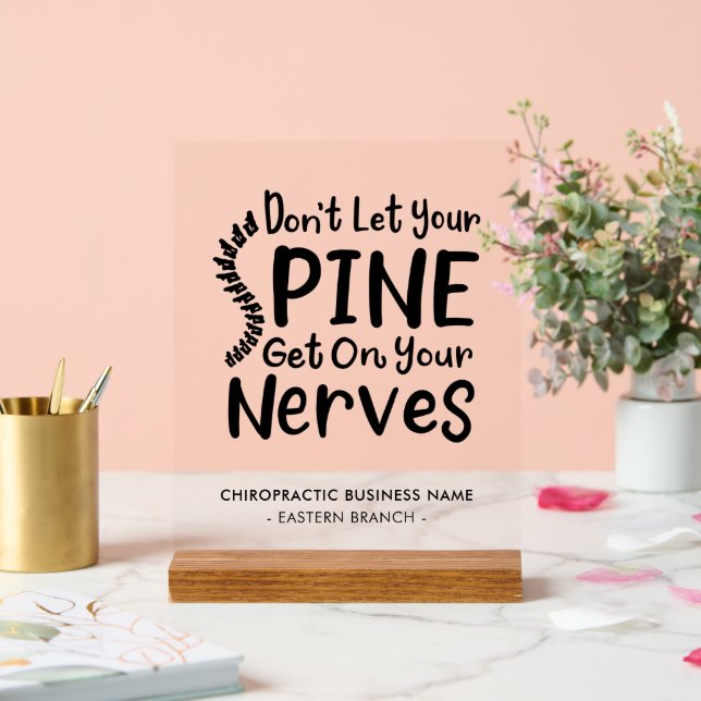 Señal Acrílica Nombre comercial de quiropráctica y oficina (Boda)