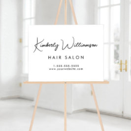 Señal Acrílica Nombre comercial Elegante Guión de firma Blanco