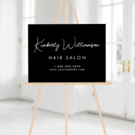 Señal Acrílica Nombre comercial Elegante Guión de firma negro