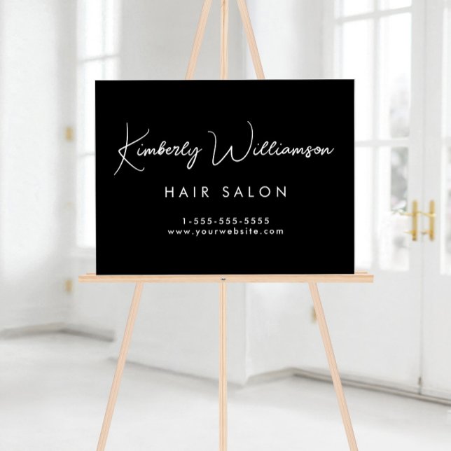 Señal Acrílica Nombre comercial Elegante Guión de firma negro (Business Name Stylish Signature Script Black Acrylic Sign)