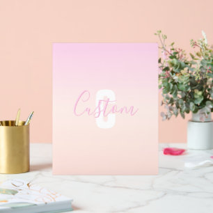 Señal Acrílica Nombre de color rosa claro y gradiente de color ro